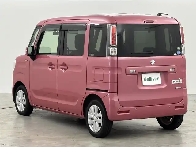 スズキ スペーシア HYBRID X 福岡県 2019(平31)年 3.6万km チアフルピンクM 社外９インチナビ（フルセグＴＶ、ＢＴ）　/全方位カメラ　/前後ドライブレコーダー　/ビルトインＥＴＣ　/両側パワースライドドア　/衝突被害軽減システム　/レーンキープ　/横滑り防止装置　/純正１４インチアルミホイール