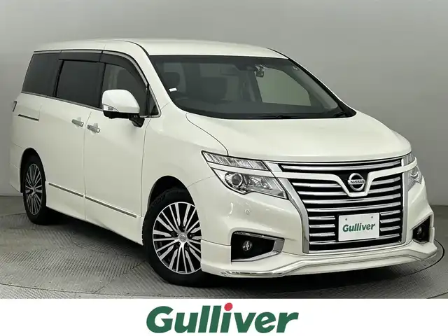日産 エルグランド 350ハイウェイスター 道央・札幌 2019(令1)年 4.7万km ブリリアントホワイトパール ・ワンオーナー/・４WD/・メーカーナビ/　CD/DVD/SD/BT/フルセグ/・純正フリップダウンモニター/・アラウンドビューモニター/・前後ドライブレコーダー/・エマージェンシーブレーキ/・レーダークルーズコントロール/・レーンキープアシスト/・両側パワースライドドア/・パワーバックドア/・ハーフレザーシート/・左サイドステップ/・2列目オットマン/・LEDヘッドライト/・フォグライト/・オートライト/・プッシュスタート/・スマートキー/・純正フロアマット/・ドアバイザー