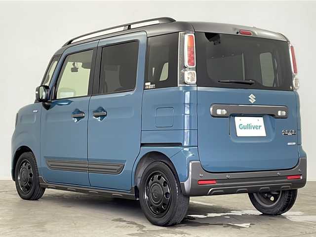 スズキ スペーシア ギア HYBRID XZターボ 鹿児島県 2020(令2)年 2.2万km デニムブルー ガンメタリック 2トーン 社外8インチナビ/（CD/DVD/BT/フルセグTV）/両側パワースライドドア/衝突被害軽減ブレーキ/全方位カメラ/ルーフレール/ドライブレコーダー/シートヒーター/オートライト/後席サンシェード/ビルトインETC/スマートキー/プッシュスタート