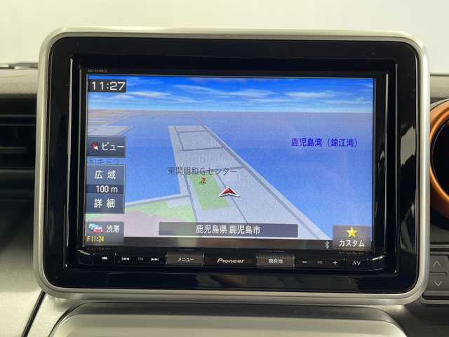 スズキ スペーシア ギア HYBRID XZターボ 鹿児島県 2020(令2)年 2.2万km デニムブルー ガンメタリック 2トーン 社外8インチナビ/（CD/DVD/BT/フルセグTV）/両側パワースライドドア/衝突被害軽減ブレーキ/全方位カメラ/ルーフレール/ドライブレコーダー/シートヒーター/オートライト/後席サンシェード/ビルトインETC/スマートキー/プッシュスタート