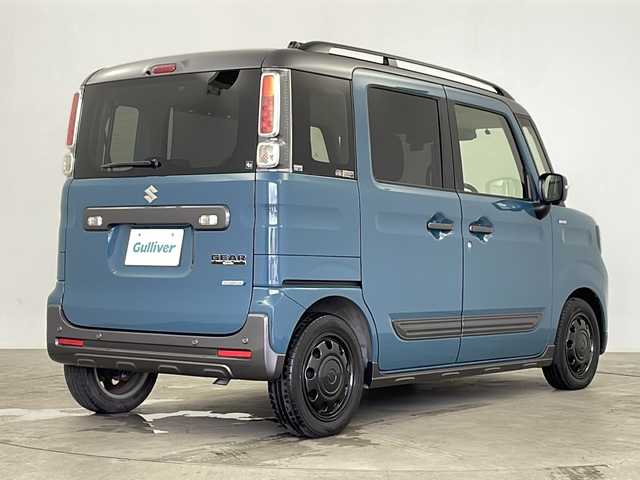 スズキ スペーシア ギア HYBRID XZターボ 鹿児島県 2020(令2)年 2.2万km デニムブルー ガンメタリック 2トーン 社外8インチナビ/（CD/DVD/BT/フルセグTV）/両側パワースライドドア/衝突被害軽減ブレーキ/全方位カメラ/ルーフレール/ドライブレコーダー/シートヒーター/オートライト/後席サンシェード/ビルトインETC/スマートキー/プッシュスタート