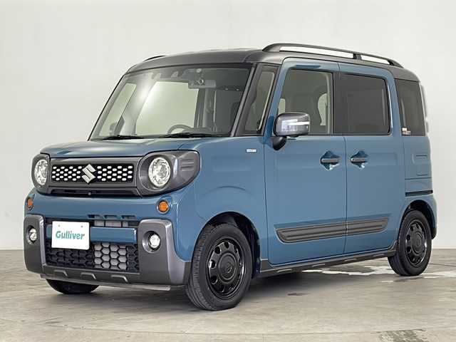 スズキ スペーシア ギア HYBRID XZターボ 鹿児島県 2020(令2)年 2.2万km デニムブルー ガンメタリック 2トーン 社外8インチナビ/（CD/DVD/BT/フルセグTV）/両側パワースライドドア/衝突被害軽減ブレーキ/全方位カメラ/ルーフレール/ドライブレコーダー/シートヒーター/オートライト/後席サンシェード/ビルトインETC/スマートキー/プッシュスタート