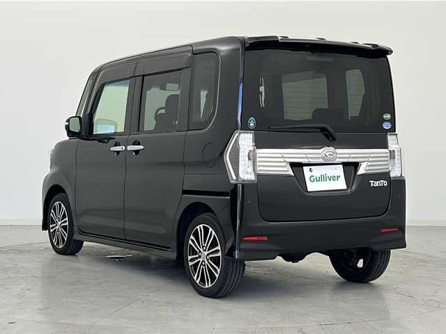 ダイハツ タント カスタム RS トップED SAⅡ 宮城県 2016(平28)年 3.8万km ブラックマイカメタリック 禁煙車/スマートアシストII/・衝突回避支援ブレーキ機能/・車線逸脱警報機能/純正8インチSDナビ/・BT.CD.DVD.SD/バックカメラ/フルセグTV/両側パワースライドドア/ハーフレザーシート/社外ドライブレコーダー（F）/LEDヘッドライト/LEDフォグライト/プッシュスタート/スマートキー/アイドリングストップ/横滑り防止/純正15インチAW/社外フロアマット/ロールサンシェード