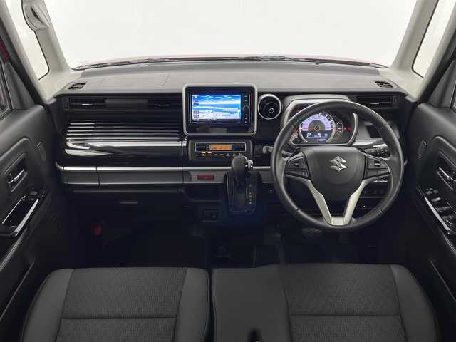 スズキ スペーシア カスタム HYBRID XS ターボ 宮崎県 2018(平30)年 5.5万km フェニックスレッドパール/ブルーイッシュブラックパール SUZKUKI Safety Support/〇デュアルカメラブレーキサポート/〇誤発進抑制機能（前方・後方）/〇後退時ブレーキサポート/〇車線逸脱警報機能/〇車線逸脱抑制機能/〇ふらつき警報機能/〇標識認識機能/〇オートマチックハイビーム/〇コーナーセンサー/社外7インチSDナビ/CD/DVD/Blu-ray/Bluetooth/両側パワースライドドア/クルーズコントロール/パドルシフト/ハーフレザーシート/シートヒーター/LEDヘッドライト/アイドリングストップ/ETC/純正15インチAW/スマートキー×2