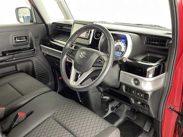 スズキ スペーシア カスタム HYBRID XS ターボ 宮崎県 2018(平30)年 5.5万km フェニックスレッドパール/ブルーイッシュブラックパール SUZKUKI Safety Support/〇デュアルカメラブレーキサポート/〇誤発進抑制機能（前方・後方）/〇後退時ブレーキサポート/〇車線逸脱警報機能/〇車線逸脱抑制機能/〇ふらつき警報機能/〇標識認識機能/〇オートマチックハイビーム/〇コーナーセンサー/社外7インチSDナビ/CD/DVD/Blu-ray/Bluetooth/両側パワースライドドア/クルーズコントロール/パドルシフト/ハーフレザーシート/シートヒーター/LEDヘッドライト/アイドリングストップ/ETC/純正15インチAW/スマートキー×2