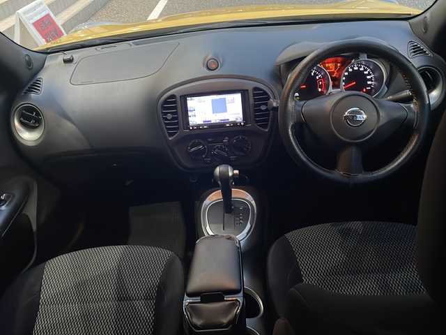 日産 ジューク 15RS 島根県 2015(平27)年 8.5万km サンライトイエロー 社外7インチメモリナビゲーション(AVIC-RZ03)/フルセグ CD DVD SD ラジオ/ETC/アイドリングストップ/電動格納ミラー/シートリフター/ヘッドライトレベライザー