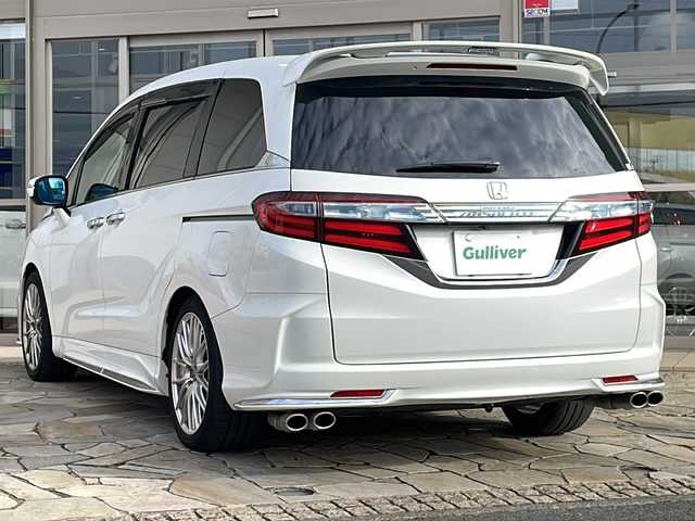 ホンダ オデッセイ アブソルート EX 静岡県 2014(平26)年 8.3万km ホワイトオーキッドパール 純正メモリナビ/・CD/・DVD/・フルセグＴＶ/・Bluetooth/・USB/・AM/・FM/主要装備/・両側パワスラ/・後席モニター/・衝突軽減/・レーンキープ/・クルコン/・BSM/・バックカメラ/・ETC/・ドラレコ/・TVキャンセラー/・ハーフレザーシート/・ヒーテッドドアミラー/・ステリモ/・LEDヘッドライト/・オートライト/・フォグランプ/・社外フロアマット/・社外アルミホイール