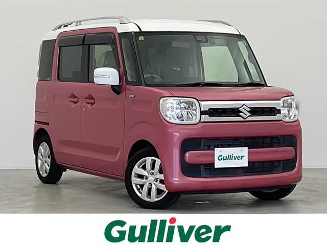 スズキ スペーシア HYBRID X 2トーン 奈良県 2018(平30)年 5.1万km チアフルピンクメタリック/ホワイト2トーンルーフ 純正8型ナビ/(AM/FM/SD/iPod/USB/CD/DVD)/アップグレードパッケージ/2トーンルーフパッケージ/両側パワースライドドア/衝突被害軽減ブレーキ/レーンキープアシスト/オートハイビーム/リアパーキングセンサー/フルセグTV/Bluetooth/バックカメラ/ビルトインETC/前方ドライブレコーダー/シートヒーター/プッシュスタート/スマートキー/スペアキー/オートライト/LEDヘッドライト/ルーフレール/純正14インチアルミホイール