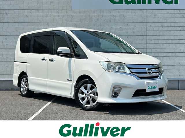 日産 セレナ ハイウェイスター S HV Vセレ 栃木県 2013(平25)年 7.9万km ブリリアントホワイトパール 三列シート/スペアキー/ビルトインＥＴＣ/純正ナビ/バックカメラ/フルセグＴＶ/Ｂｌｕｅｔｏｏｔｈ/ＤＶＤ再生/ＵＳＢ入力端子/後席エアコン/両側パワースライドドア/クルーズコントロール/アイドリングストップ/横滑り防止機能/ABS/オートライト/純正フロアマット/純正アルミホイール/ウォークスルー