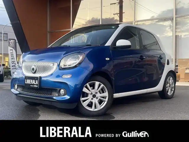 スマート ＭＣＣ スマート フォーフォー プライム 岐阜県 2016(平28)年 4.2万km 青／白 ムーンルーフ/本革シート/純正オーディオ/　FM/　AM/クルーズコントロール/前後ドライブレコーダー/前席シートヒーター/衝突警告機能/ETC/純正AW付タイヤ4本車載