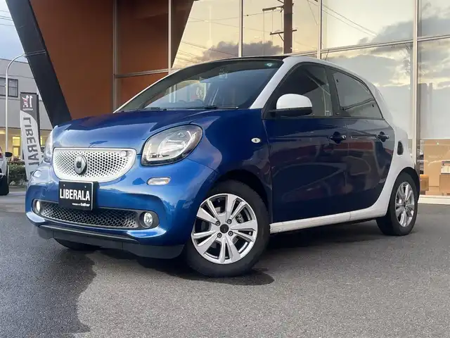 スマート ＭＣＣ スマート フォーフォー プライム 岐阜県 2016(平28)年 4.2万km 青／白 ムーンルーフ/本革シート/純正オーディオ/　FM/　AM/クルーズコントロール/前後ドライブレコーダー/前席シートヒーター/衝突警告機能/ETC/純正AW付タイヤ4本車載