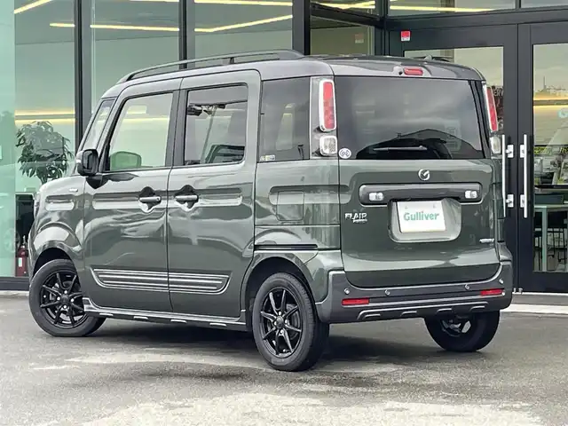 マツダ フレアワゴンタフスタイル ハイブリッドXT 東京都 2021(令3)年 5.9万km 緑 スマート・ブレーキ・サポート/・衝突告知/・衝突被害軽減/・検知対象/ナビ/（ワンセグTV/AM/FM/Bluetooth/SD/DVD/USB）/レーダークルーズコントロール/両側電動スライドドア/シートヒーター/ステアリングスイッチ/革巻きステアリング/スマートキー/プッシュスタート/リアロールサンシェード/車線逸脱警報/横滑り防止装置/取扱説明書