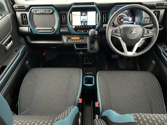 スズキ ハスラー HYBRID X 岡山県 2024(令6)年 0.8万km オフブルーM 純正ナビ　/衝突軽減　/全方位/バック/フロントカメラ　/クルーズコントロール　/レーンキープ　/コーナーセンサー　/プッシュスタート　/シートヒーター　/15インチ純正アルミホイール　/純正フロアマット　/ＢＴ