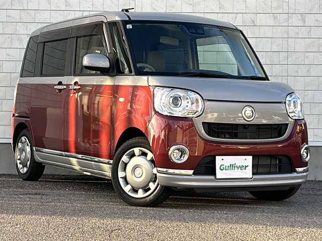 ダイハツ ムーヴ キャンバス G メイクアップ リミテッド　SAⅢ 福島県 2019(令1)年 3.9万km スムースグレーマイカメタリック/ファイアークォーツレッドメタリック 2トーン スマートアシストIII　純正8インチナビ（TV/AM/FM/CD/DVD/BT）　全方向C　両側パワースライドドア　純正ドラレコ　ETC　アイドリングストップ　横滑り防止装置　車線逸脱警報　LEDヘッドライト　フォグランプ　オートライト　オートマチックハイビーム　TVキャンセラー　ステアリングスイッチ　プッシュスタート　スマートキー　電格ミラー　