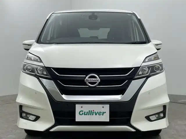 日産 セレナ ハイウェイスター プロパイロットED 岡山県 2016(平28)年 5.1万km ブリリアントホワイトパール 純正ナビ/（CD/DVD/BT/USB/フルセグ/AUX)/プロパイロット/・レーダークルーズコントロール/・レーンキープアシスト/衝突軽減ブレーキ/両側電動スライド/ビルトインＥＴＣ/バックカメラ/純正ドライブレコーダー（前）/コーナーセンサー（前後）/プッシュスタート/アイドリングストップ/スマートキー×1/純正フロアマット/純正アルミホイール/オートライト/フォグランプ/ハンズフリーオートスライド/ISOFIX/後席サンシェイド/ステアリングスイッチ/チルトステアリング/シートリフター/シートバックテーブル/ウインカーミラー/新車保証書/取扱説明書/スペアキー×1