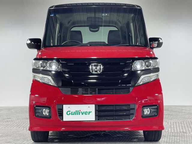 ホンダ Ｎ ＢＯＸ カスタム G ターボ Lパッケージ 神奈川県 2015(平27)年 7.7万km ミラノレッド 純正ナビ/・型番：VXM-155VFi/・フルセグTV/Bluetooth/CD/DVD/・バックカメラ/純正フリップダウンモニター/ターボ/両側パワースライドドア/クルーズコントロール/革巻きステアリング/・ステアリングリモコン/・パドルシフト/ハーフレザーシート/プッシュスタート/・スマートキー/HIDヘッドライト/・オートライト/・フォグライト/純正フロアマット/電動格納ミラー/ETC