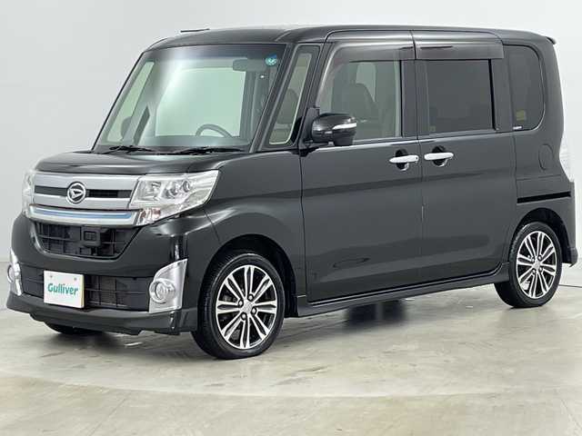 ダイハツ タント カスタム RS SA 道央・札幌 2015(平27)年 6.8万km ブラックマイカメタリック ・禁煙車/・4WD/・純正ナビ&CD&DVD&BT&SD&HDMI&iPod&USB/・純正フリップダウンモニター/・両側パワースライドドア/・バックカメラ/・衝突被害軽減ブレーキ/・横滑り防止装置/・アイドリングストップ/・ETC/・nanoe/・USB入力端子/・純正フロアマット/・電動格納ミラー/・LEDヘッドライト/・オートライト/・スマートキー/・スペアキー/・純正エンジンスターター