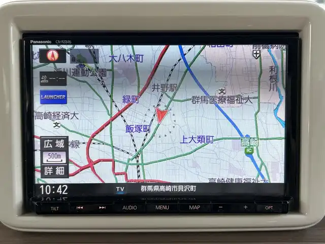 スズキ ラパン X 群馬県 2018(平30)年 10.2万km フェニックスレッドパール 純正メモリナビ/フルセグテレビ/バックカメラ/Bluetooth/シートヒーター/スマートキー /ルーフキャリア/ビルトインETC/純正１４インチアルミホイール/保証書/取扱説明書