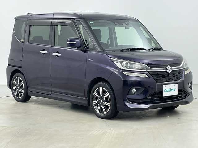 スズキ ソリオ 道央・札幌 2019(平31)年 5.3万km ミッドナイトバイオレットメタリック ・4WD/・寒冷地仕様/・社外フローティングナビ/（CD/DVD/SD/BT/フルセグ）/・スズキセーフティサポート/・パドルシフト/・レーダークルーズコントロール/・TVキャンセラー/・D/Nシートヒーター/・全方位カメラ/・バックカメラ/・両側パワースライドドア/・ドアミラーヒーター/・社外前後ドラレコ/・LEDヘッドライト/・純正AW