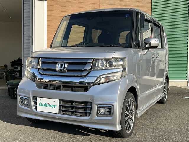 ホンダ Ｎ ＢＯＸ カスタム G ターボ Lパッケージ 静岡県 2015(平27)年 4.5万km カトラリーシルバーM ワンオーナー/純正メモリ何/AM/FM/CD/DVD/BT/ワンセグ/バックカメラ/両側パワースライドドア/プッシュスタート/スマートキー/純正フロアマット/オートライト/キセノンライト/クルーズコントロール/パドルシフト/ハーフレザーシート