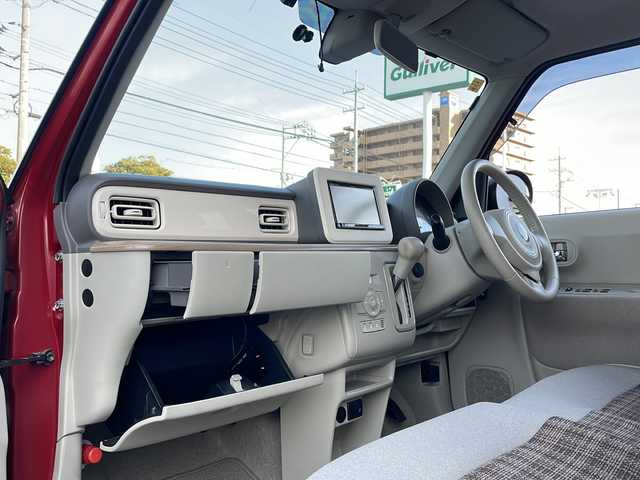 スズキ ラパン X 山形県 2018(平30)年 6.5万km フェニックスレッドパール 社外ナビ（CN-RA04D）/フルセグテレビ/Bluetooth/デュアルブレーキサポート/ETC/シートヒーター/純正フロアマット/サイドバイザー/プッシュスタート/スペアキー/純正14インチAW