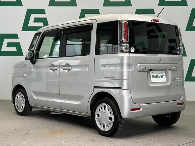 スズキ スペーシア HYBRID G 鹿児島県 2018(平30)年 1.6万km シルキーシルバーメタリック 禁煙車/社外ナビ/(CD/USB/SD)/バックカメラ/両側スライドドア/後方コーナーセンサー/デュアルセンサーブレーキサポート/レーンキープアシスト/ヘッドライトレベライザー/ISOFIX/社外フロアマット/ドアバイザー/アイドリングストップ/サイドエアバッグ
