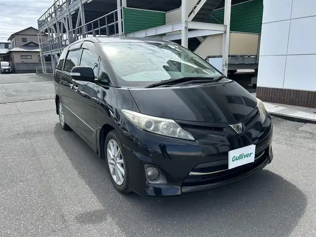 トヨタ エスティマ アエラス Gエディション 静岡県 2010(平22)年 12.8万km ブラック ９インチアルパインナビ/バックカメラ/フルセグテレビ/CD/DVD/Bluetooth/HDMI/コーナーセンサー前後/クルーズコントロール/スマートキー×２/純正17インチアルミホイール