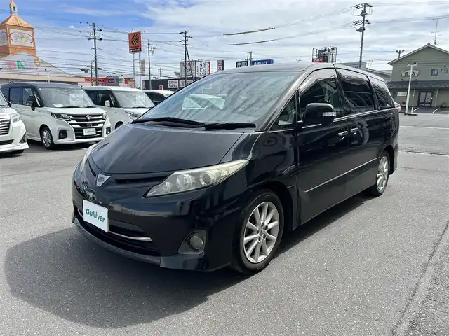 トヨタ エスティマ アエラス Gエディション 静岡県 2010(平22)年 12.8万km ブラック ９インチアルパインナビ/バックカメラ/フルセグテレビ/CD/DVD/Bluetooth/HDMI/コーナーセンサー前後/クルーズコントロール/スマートキー×２/純正17インチアルミホイール
