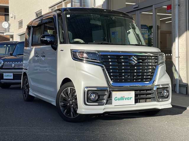 スズキ スペーシア カスタム HYBRID XS ターボ 高知県 2018(平30)年 9.6万km ピュアホワイトパール/ブラック2トーン 純正ナビ/フルセグＴＶ/全方位カメラ/両側パワースライド/シートヒーター/前後ドライブレコーダー/Ｂｌｕｅｔｏｏｔｈ/CD/ＥＴＣ/クルーズコントロール/純正アルミホイール/レーンキープアシスト/盗難防止装置/衝突軽減システム/オートライト/横滑り防止装置