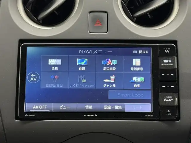 日産 ノート S 三重県 2020(令2)年 1.3万km シャイニングブルー ガソリン/FF/フロアCVT/カロッツェリア 7インチ『楽ナビ』 AVIC-RW303/（CD/DVD/SD/FM/AM/地デジTV/iPod/USB/AUX）/ドライブレコーダー 前後/安全/・エマージェンシーブレーキ/・LDW（車線逸脱警報）/・フロント＆バックソナー/・ハイビームアシスト/・VDC（ビークルダイナミクスコントロール）/など/装備/・オートライト/・電動格納ドアミラー/・マニュアルエアコン/・パワーウインドウ/・パワーステアリング/・運転席・助手席エアバッグ/・キーレスエントリー（リモコンキー）/・社外14inAW/など