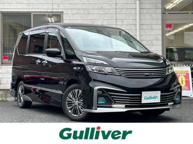 日産 セレナ ライダー オーテック 30th 福岡県 2016(平28)年 6.5万km ダイヤモンドブラック 純正9インチメモリナビ【MM516D-L】/　（AM/FM/CD/DVD/Bluetooth/フルセグTV）/フロント/サイド/バックカメラ/アラウンドビューモニター/純正フリップダウンモニター/セーフティサポート/・プロパイロット/・エマージェンシーブレーキ/・踏み間違え衝突防止アシスト/・進入禁止標識検知/・車線逸脱警報/・ふらつき警報/インテリジェンスパーキング/レーダークルーズコントロール/オートライト/横滑り防止装置/アイドリングストップ/純正16インチアルミホイール/両側パワースライドドア/デジタルインナーミラー/白色レザーシート/純正フロアマット/ビルトインETC/COMTEC製360度ドライブレコーダー【HDR360GW】/後部座席サンシェード/ドアバイザー/電格ウインカーミラー/電源ソケット×1/ISOFIX/スペアキー×1/保証書/取扱説明書/ナビ取扱説明書