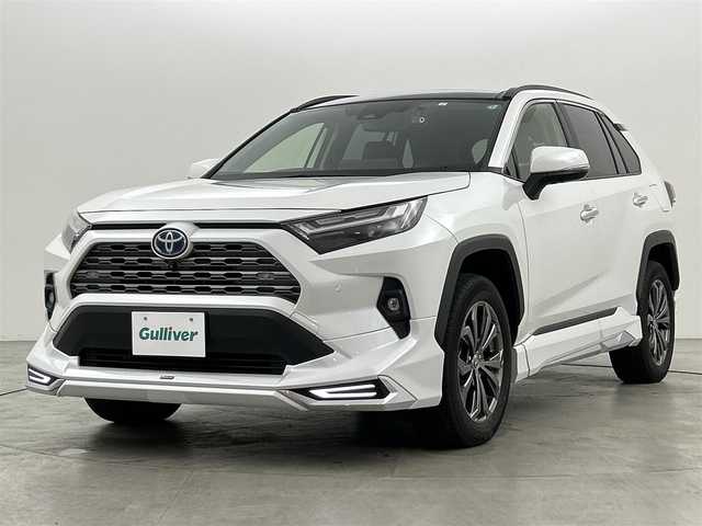 トヨタ ＲＡＶ４ ハイブリッドG 福岡県 2023(令5)年 3.1万km プラチナホワイトパールマイカ モデリスタエアロ/サンルーフ/純正10.5インチディスプレイオーディオナビ/プリクラッシュセーフティ/パーキングサポートブレーキ/車線逸脱/オートハイビーム/ブラインドスポットモニター/運転席パワーシート/ステアリングヒーター/前席シートヒーター／ベンチレーション/パワーバックドア/デジタルインナーミラー/レザーシート/ETC２．０