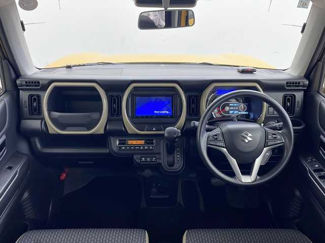 スズキ ハスラー HYBRID G 秋田県 2024(令6)年 0.5万km アクティブイエロー/ガンメタリック2トーン 4WD/セーフティサポート　/社外SDナビ　/　　CD/DVD/BT/フルセグTV/バックカメラ　/レーダークルーズコントロール　/LEDオートライト　/前席シートヒーター　/純正15インチアルミホイール　/オートマチックハイビーム　/アイドリングストップ/レーンキープアシスト/スマートキー　/ETC