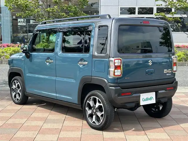 スズキ ハスラー Jスタイル Ⅱ ターボ 福島県 2024(令6)年 0.3万km デニムブルー ガンメタリック 2トーン ４WD/ターボ/純正９インチメモリーナビ/【フルセグTV/BT/スマホ連動/USB/DVD/CD/AM/FM】/前方ドライブレコーダー(車内側付)/スズキセーフティサポート/・全方位カメラ/・前後衝突軽減ブレーキ/・車線逸脱防止システム/・誤発進抑制装置/・アダプティブクルーズコントロール/・ハイビームアシスト/・先行発進お知らせ機能/ビルトインETC/トラクションコントロール/パーキングアシスト/アイドリングストップ/前席シートヒーター/前後コーナーセンサー/LEDヘッドライト(AUTO)/フォグランプ/保証・取説/スペアキーx1