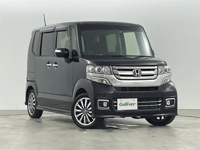 ホンダ Ｎ ＢＯＸ カスタム G ターボ Lパッケージ 福島県 2016(平28)年 6.1万km プレミアムベルベットパープル・パール 純正ナビ/・型番：VXM-165VFi/・フルセグTV/Bluetooth/CD/DVD/・バックカメラ/・ドライブレコーダー/両側パワースライドドア/クルーズコントロール/革巻きステアリング/・ステアリングリモコン/・パドルシフト/ハーフレザーシート/プッシュスタート/・スマートキー/HIDヘッドライト/・オートライト/・フォグライト/純正フロアマット/電動格納ミラー/ドアバイザー