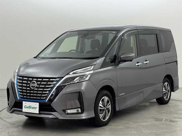 日産 セレナ e－パワー ハイウェイスター V 福岡県 2021(令3)年 4.7万km ダークメタルグレー 純正１０型ＳＤナビ　/アラウンドビューモニター　/インテリジェントルームミラー　/ＥＴＣ　/ナビ連動前方ドラレコ　/プロパイロット　/コーナーセンサー　/エマージェンシーブレーキ　/レーンキープ　/両側電動スライドドア