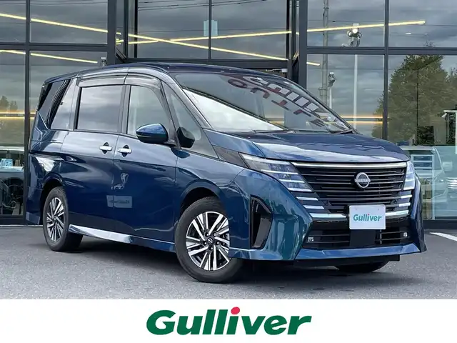日産 セレナ ハイウェイスター V 栃木県 2023(令5)年 6.2万km ミディアムブルーメタリック プロパイロット/衝突回避ステアリングアシスト/インテリジェント エマージェンシーブレーキ/インテリジェントFCW/インテリジェント LI＋LDW/インテリジェント BSI＋BSW/純正12.3インチワイドナビ/・フルセグTV（TVキャンセラー）/・BT/Applecarplay/Androidauto/・HDMI/AM.FM/純正フリップダウンモニター/アラウンドビューモニター/インテリジェントスマートルームミラー/ビルトインETC/ハンズフリー両側電動スライドドア/ワイヤレス充電/クリアランスソナー/電子パーキングブレーキ/オートホールド/LEDヘッドライト/フォグランプ/オートライト/革巻きステアリング/ステアリングスイッチ/パドルシフト/アイドリングストップ/純正16インチAW/純正フロアマット/純正ドアバイザー/電動格納ウィンカーミラー/横滑り防止システム