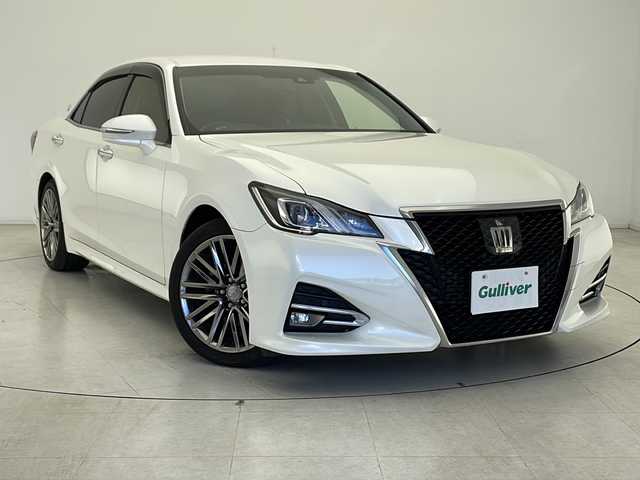 トヨタ クラウン アスリート S - TJ - フロンティア 愛知県 2016(平28)年 4.1万km ホワイトパールクリスタルシャイン 【特別仕様車J-フロンティア】/・禁煙車/・メーカーSDナビ/フルセグTV/・バックカメラ/・ビルトインETC/・黒合皮革シート/・前席パワーシート/ヒーター/・コンビハンドル/・ステアスイッチ/・LEDオートライト/・フォグランプ/・プリクラッシュセーフティ/・レーンディパーチャーアラート/・レーダークルーズコントロール/・オートハイビーム/・横滑り防止装置/・クリアランスソナー/・ダブル＋サイドエアバック/・カーテンエアバック/・純正１８インチアルミ/・パドルシフト/・アイドリングストップ/・電動格納ミラーウインカー/・純正ドアバイザー/・純正フロアマット/・新車保証書/・取扱説明書(車/ナビ)/・スペアキー
