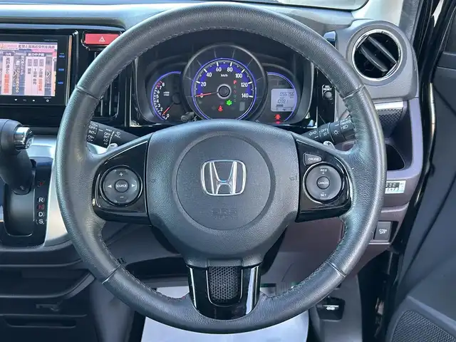 ホンダ Ｎ ＷＧＮ カスタム G ターボパッケージ 和歌山県 2014(平26)年 5.7万km スマートブラック 純正8インチナビ（VXM-145VFi）/バックカメラ/フルセグTV/BT/CD/DVD/CTBA/横滑り防止/クルーズコントロール/オートライト/前方ドラレコ/ETC/Carrozzeriaツイーター/パドルシフト/ステアリングリモコン/LEDヘッドライト/フォグランプ/ハーフレザーシート/電格ミラー