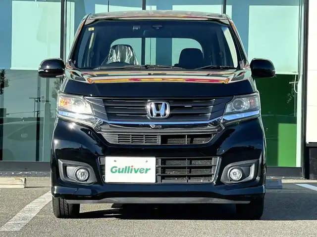 ホンダ Ｎ ＷＧＮ カスタム G ターボパッケージ 和歌山県 2014(平26)年 5.7万km スマートブラック 純正8インチナビ（VXM-145VFi）/バックカメラ/フルセグTV/BT/CD/DVD/CTBA/横滑り防止/クルーズコントロール/オートライト/前方ドラレコ/ETC/Carrozzeriaツイーター/パドルシフト/ステアリングリモコン/LEDヘッドライト/フォグランプ/ハーフレザーシート/電格ミラー