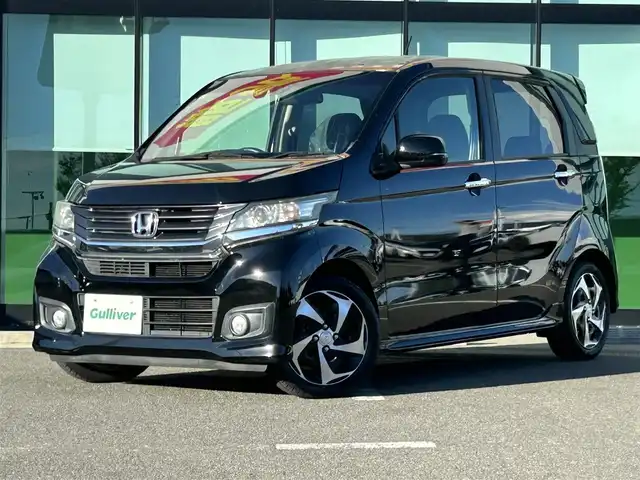 ホンダ Ｎ ＷＧＮ カスタム G ターボパッケージ 和歌山県 2014(平26)年 5.7万km スマートブラック 純正8インチナビ（VXM-145VFi）/バックカメラ/フルセグTV/BT/CD/DVD/CTBA/横滑り防止/クルーズコントロール/オートライト/前方ドラレコ/ETC/Carrozzeriaツイーター/パドルシフト/ステアリングリモコン/LEDヘッドライト/フォグランプ/ハーフレザーシート/電格ミラー