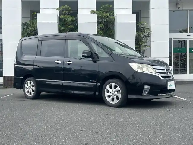 日産 セレナ ハイウェイスター Sハイブリッド 千葉県 2013(平25)年 4.5万km スーパーブラック 純正７インチナビ/バックカメラ/TV・Bluetooth・CD・DVD・SD・AUX/レーダークルーズコントロール/両側パワースライドドア/ビルトインETC/純正16インチアルミホイール/スマートキー・プッシュスタート