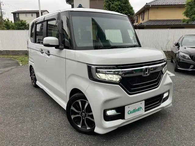 ホンダ Ｎ ＢＯＸ カスタム G L 埼玉県 2018(平30)年 3.4万km プラチナホワイトパール 純正ナビ/ETC/ドラレコ/社外「柿本改」マフラー/CD/ワンセグTV/両側パワスラ/プッシュスタート/ローダウン/スペアキーあり