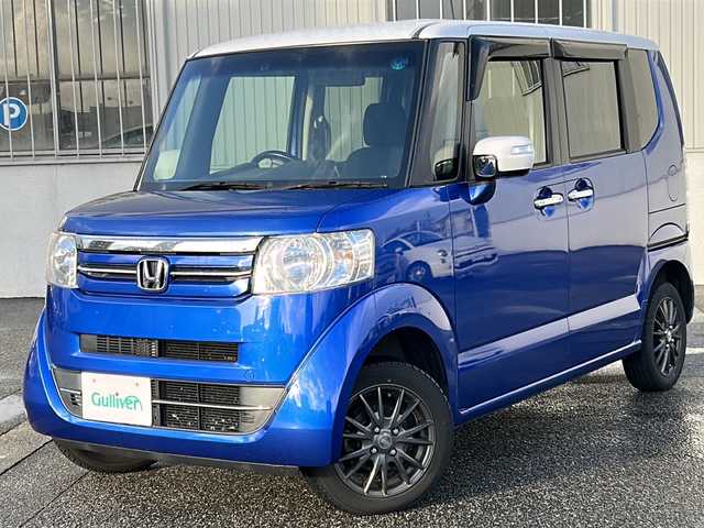 ホンダ Ｎ ＢＯＸ G Lパッケージ 富山県 2016(平28)年 10.7万km ブリリアントスポーティブルーメタリック2トーン ワンオーナー/４WD/社外ナビ/（フルセグTV・Bluetooth接続）/バックカメラ/ビルトインETC/前席シートヒーター/エンジンスターター/片側パワースライドドア/純正フロアマット/ドアバイザー/アイドリングストップ/レベライザー/保証書/取扱説明書