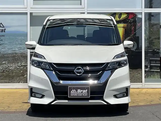 日産 セレナ ハイウェイスター プロパイロットED 長野県 2016(平28)年 6.5万km ブリリアントホワイトパール ワンオーナー/純正ナビ/プロパイロット/フルセグTV/バックカメラ/純正フリップダウンモニター/ドライブレコーダー/両側パワースライドドア/前席シートヒーター/アルミ付スタッドレスタイヤ積込/LEDヘッドライト