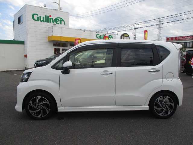 ダイハツ ムーヴ カスタム RS ハイパーLTD SAⅢ 岡山県 2018(平30)年 1.7万km パールホワイトⅢ 【 Smart Assist III 】/・衝突警報機能（対 車両）/・衝突警報機能（対 歩行者）/・衝突回避支援ブレーキ機能（対 車両）/・誤発進抑制機能（前方）/・誤発進抑制機能(後方）/・車線逸脱警報機能/・先行車発進お知らせ機能/・オートハイビーム/************************/ワンオーナー/社外メモリーナビ/フルセグテレビ/全方位カメラ/フロント・サイド・リアカメラ/Bluetooth/DVD再生可能/ハーフレザーシート/運転席シートヒーター/リアソナー/オートライト/社外ドライブレコーダー（フロント）/社外フロアマット/純正LEDライト/純正15AW/ETC/ウィンカーミラー/スマートキー2個
