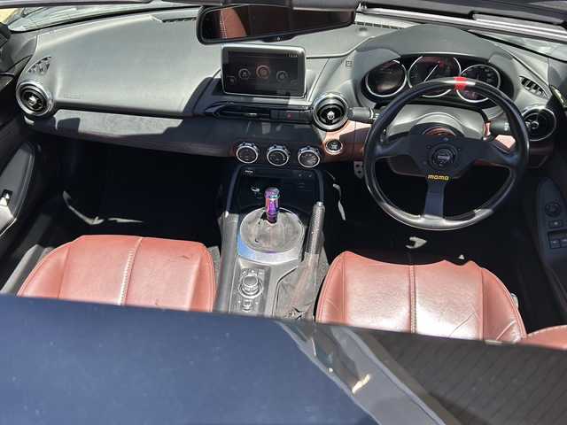 マツダ ロードスター ＲＦ VS 静岡県 2017(平29)年 5.7万km マシーングレープレミアムM 純正ナビ/・Bluetooth/・フルセグTV/・USB/・AM/・FM/主要装備/・MOMOステアリング/・社外シフトノブ/・社外フロントバンパー/・社外カーボンボンネット/・NRG Innovationsクイックリリース/・BLITZ車高調/・17インチBBSアルミホイール/・衝突軽減/・レーンキープ/・横滑り防止装置/・バックカメラ/・シートヒーター/・ETC/・ドラレコ/・純正フロアマット/・社外アルミホイール/・LEDオートライト/・盗難防止装置/・スマートキー/・プッシュスタート