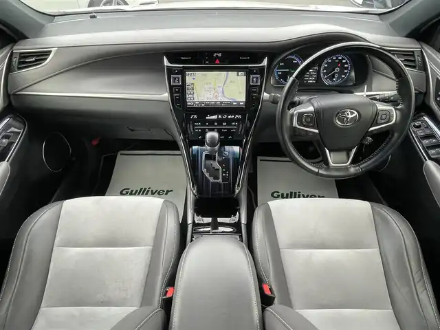 トヨタ ハリアー ハイブリッド プレミアム スタイルアッシュ 山形県 2017(平29)年 8.5万km ホワイトパールクリスタルシャイン 4WD/メモリナビ/　　【CD DVD BT フルセグ USB】/バックカメラ/電動リアゲート/クルーズコントロール/LEDオートヘッドライト/ハーフレザーシート/パワーシート/シートヒーター/純正18インチアルミホイール/ルームミラー型ドラレコ/アイドリングストップ/ステアリングスイッチ/MTモード付AT/電動格納ウィンカーミラー/フォグランプ/スマートキー×2/ETC
