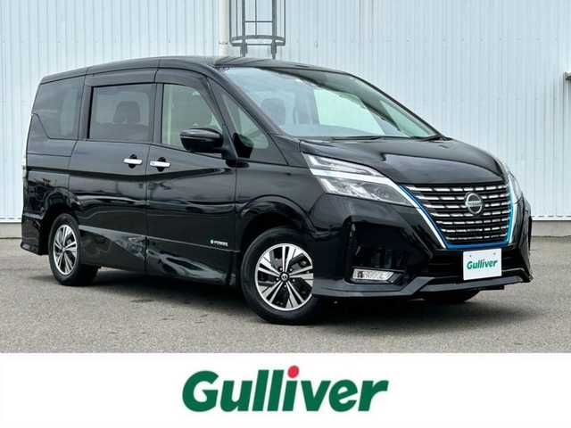 日産 セレナ e－パワー ハイウェイスター V 愛媛県 2022(令4)年 1.9万km ダイヤモンドブラック フォグランプ/ステアリングヒーター/クルコン追従/コーナーセンサー前後/ドラレコ前後/両側パワスラ/LEDライト/オートライト/シートヒーター/全方位モニター/フリップダウンモニター/ETC/フルセグTV/後席用モニター/純正15インチAW/パーキングアシスト/Bluetooth/レーンキープアシスト/ABS/横滑り防止装置/衝突被害軽減システム
