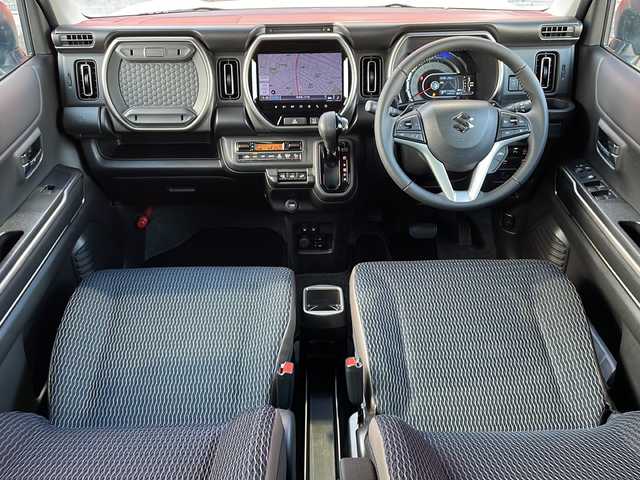 スズキ ハスラー Jスタイル Ⅱ ターボ 青森県 2023(令5)年 2.6万km オフブルーメタリック/ガンメタリック2トーンルーフ 4WD・ターボ/純正9インチナビ・フルセグTV/全方位モニター/CD・DVD・Bluetooth/前席シートヒーター/セーフティサポート/デュアルカメラブレーキサポート/アダプティブクルーズコントロール/ハイビームアシスト/車線逸脱抑制機能/リアパーキングセンサー/パドルシフト/ビルトインETC/シートバックテーブル/純正フロアマット/LEDヘッドライト/LEDフォグランプ/純正15インチアルミ/ルーフレール/プッシュスタート/スマートキー